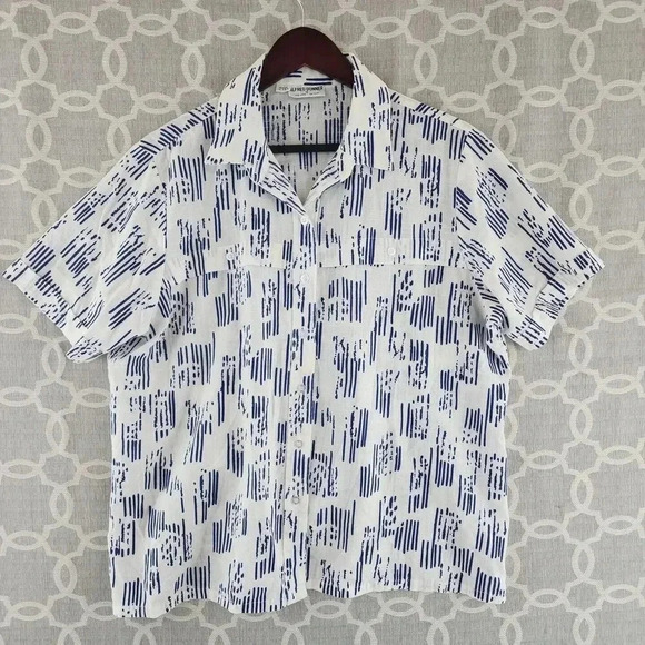 Vintage Alfred Dunner Made In USA Printed Short Sleeve Button Up Women's 16 - Picture 1 of 9